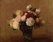 Roses in a Glass Vase - 亨利·方丹·拉图尔